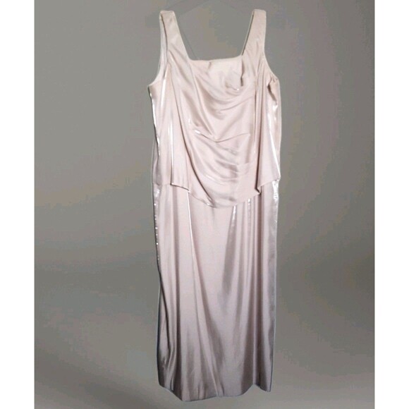 RM Richards Champagne Satin Sheath Dress Jacket Set Women's Formal Gown Plus 18W - Picture 5 of 8